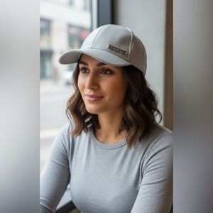 BEBE Women Gray Leather Baseball Cap By BERSERK SHIRE Fashions